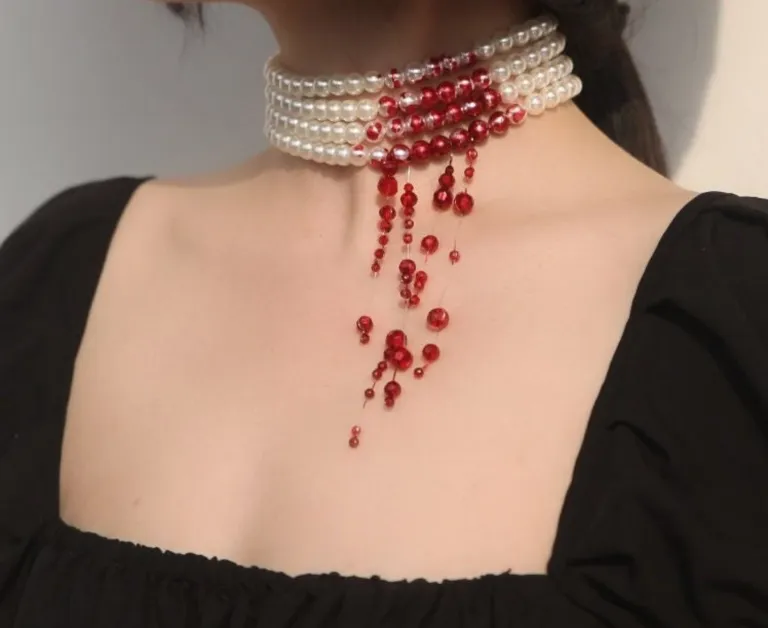 Halloween Bloody Pearl Necklace