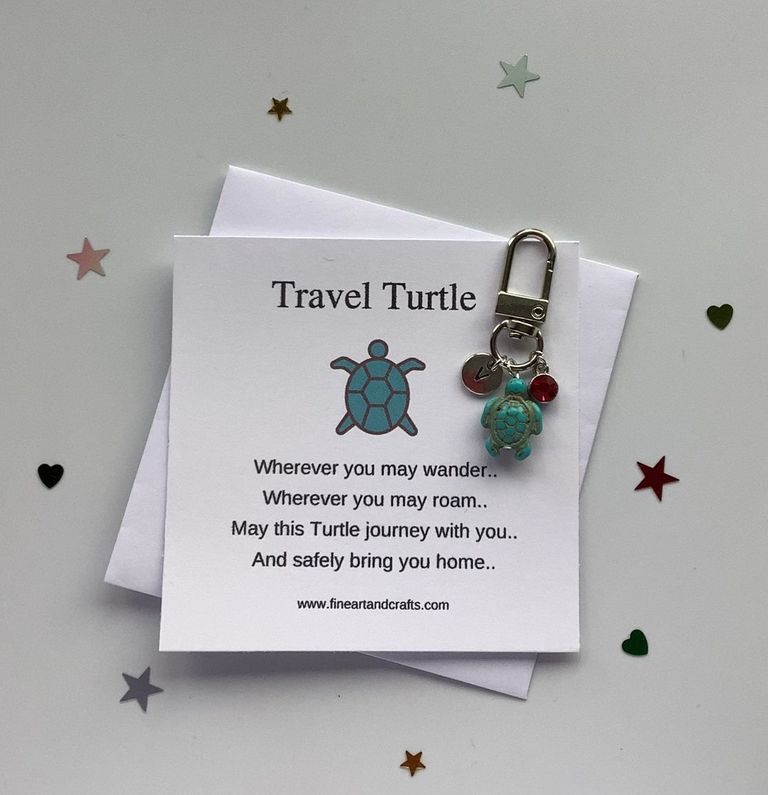 Personalised Travel Turtle Keychain