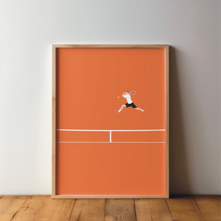 Tennis Player Backhand - Minimal and Modern Wall Art